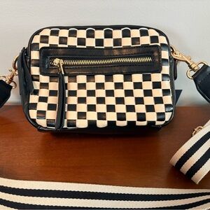 woven Checkered Black and white Crossbody/shoulder purse Bag